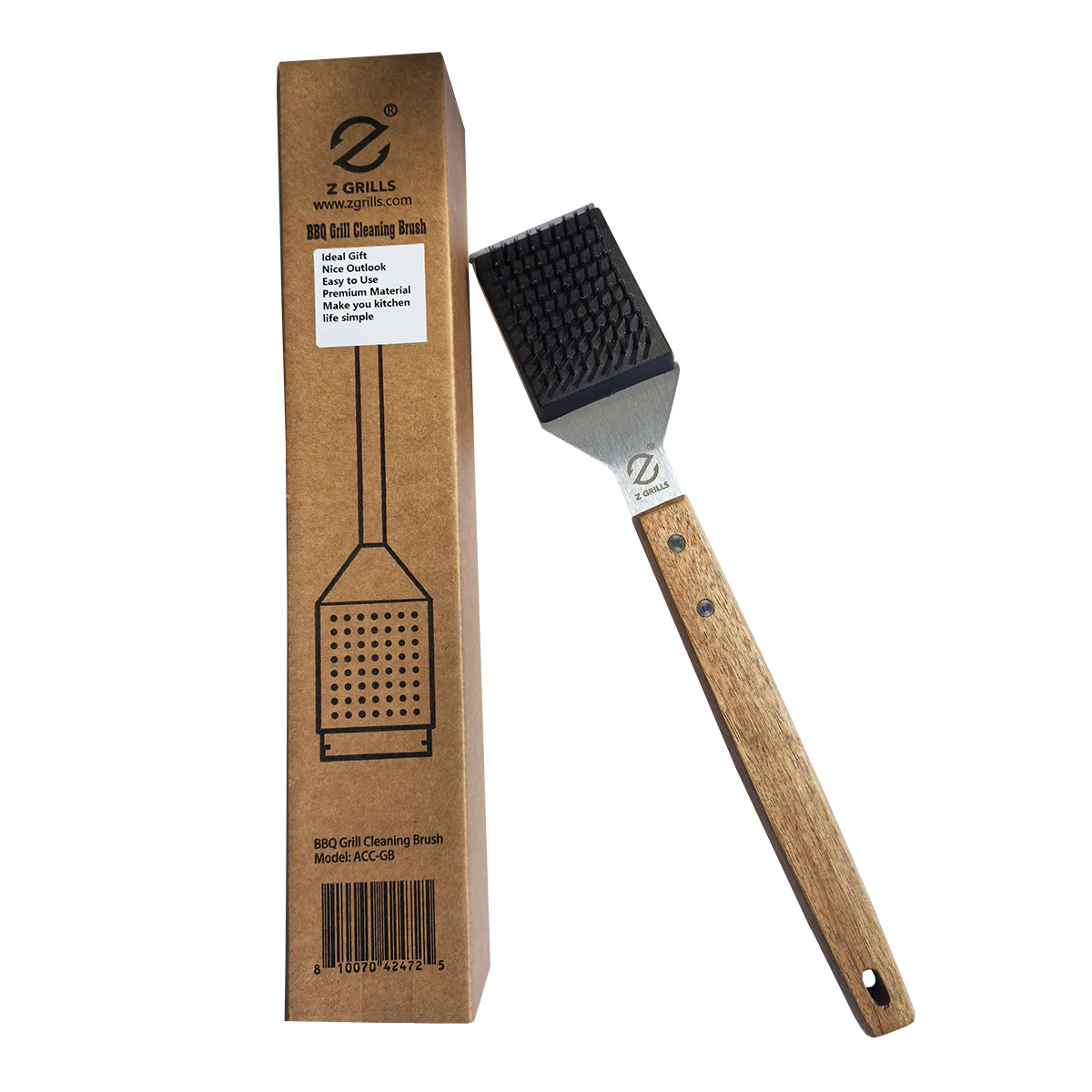 STAINLESS STEEL 2-IN-1 GRILL BRUSH & SCRAPER - Image 2